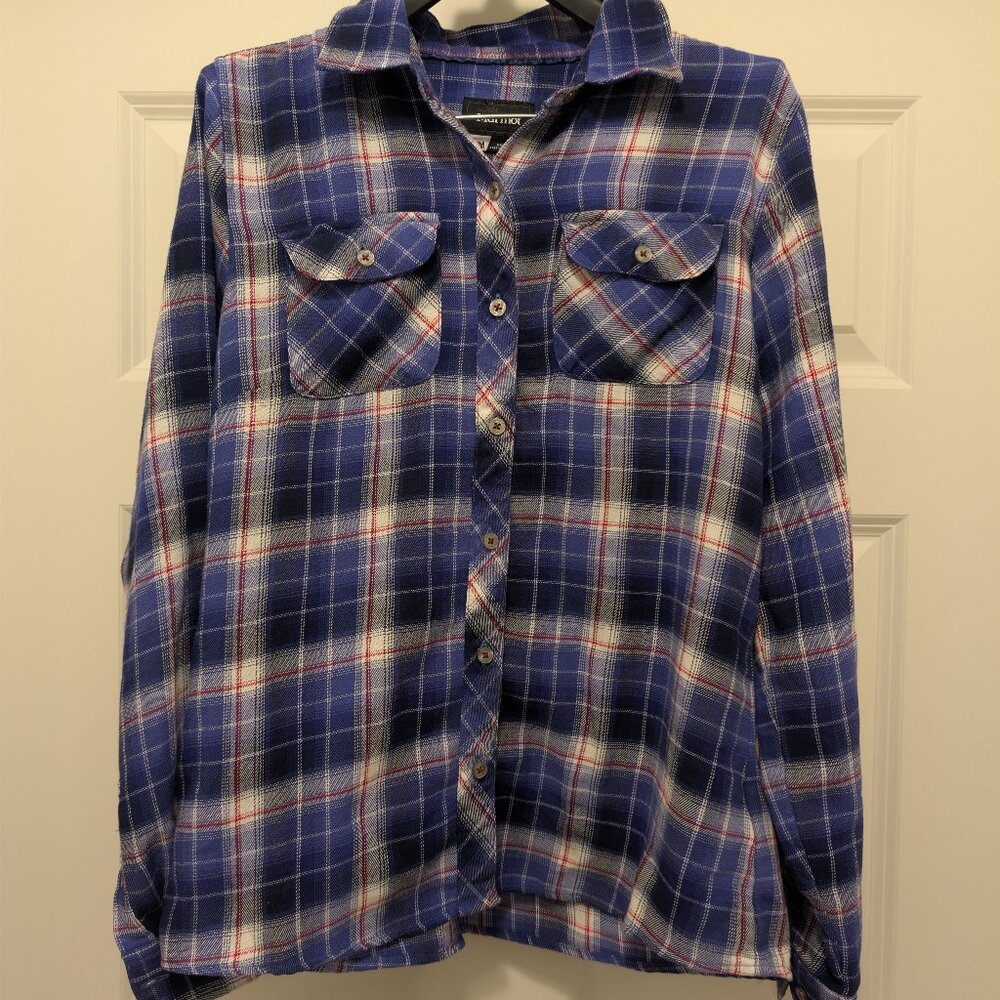 Marmot Purple Plaid Button Down Flannel Shirt Women’s Medium M Outdoor